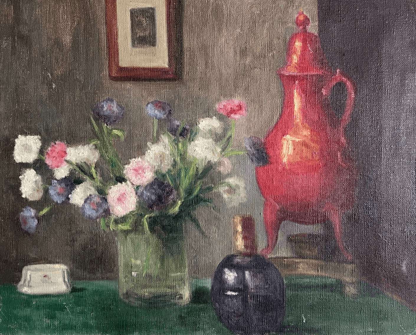 Antique Painting Original Floral, Flowers, Roses, Still Life, Drinks