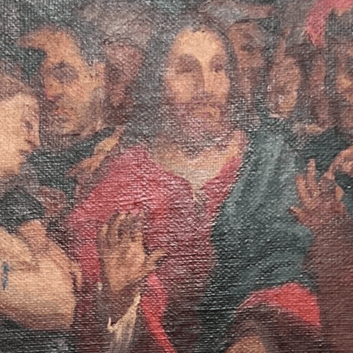 Antique Painting Original 19th century Religious Christ, Apostles image 1