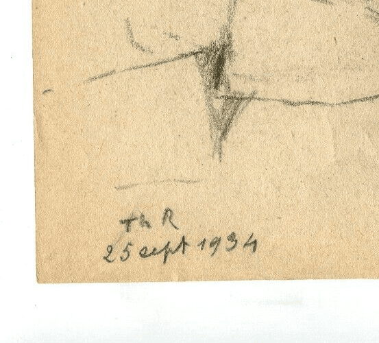 Vintage Pencil Drawing Original Vegetation, Landscape, Ruins 1934 image 5