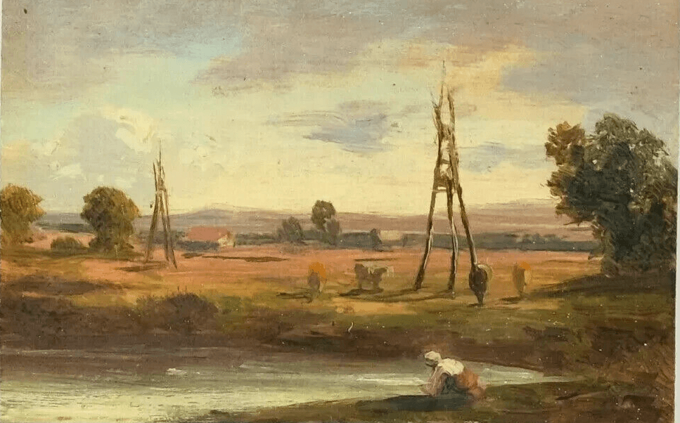 Miniature Oil Painting of a Landscape with a Figure
