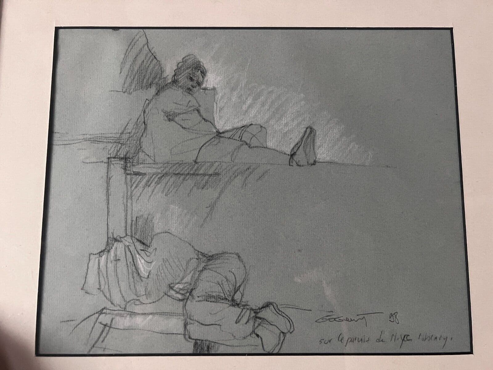 Contemporary Drawing Original New-York, People, Men signed 98 image 2
