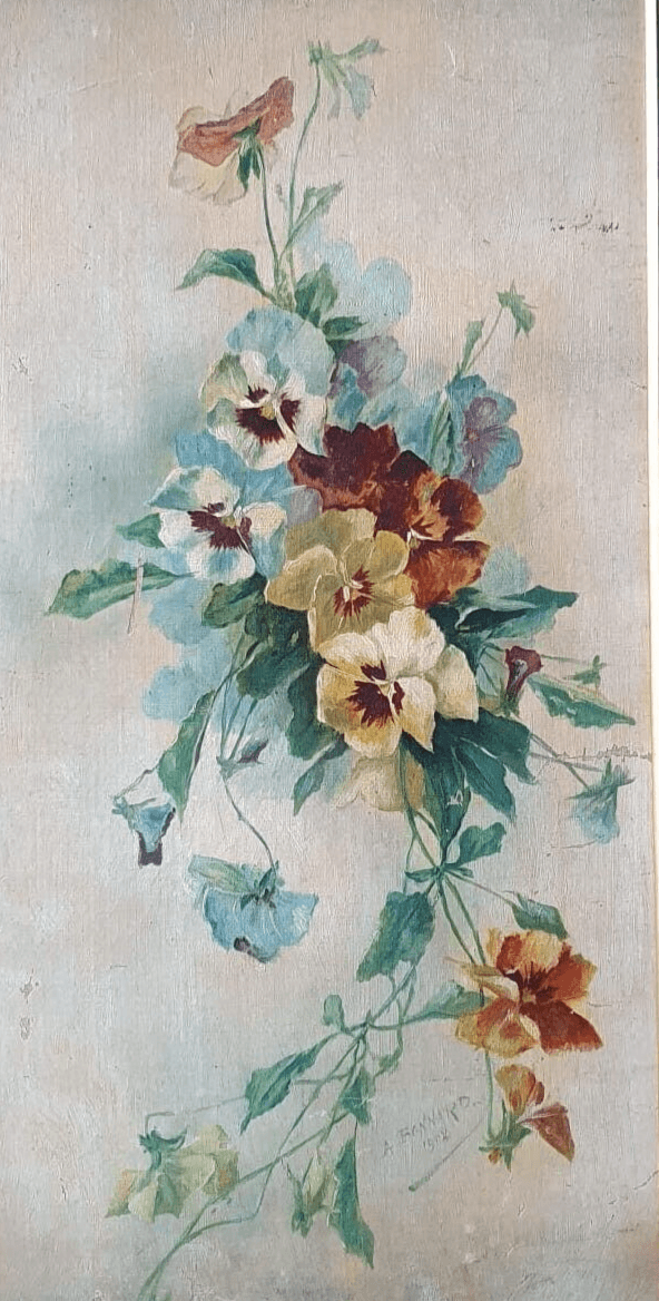 Antique Painting Original Flowers, Floral, Still Life, signed 1902