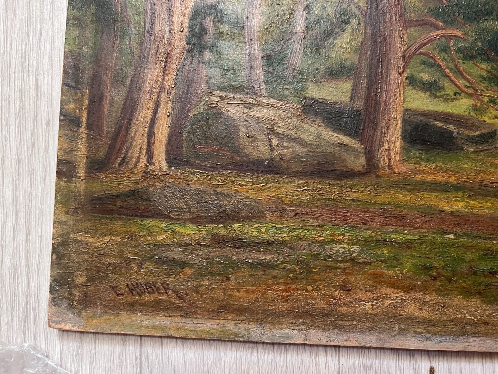 Original Painting signed, Landscape, Family, Kids,  Forest, Trees image 3