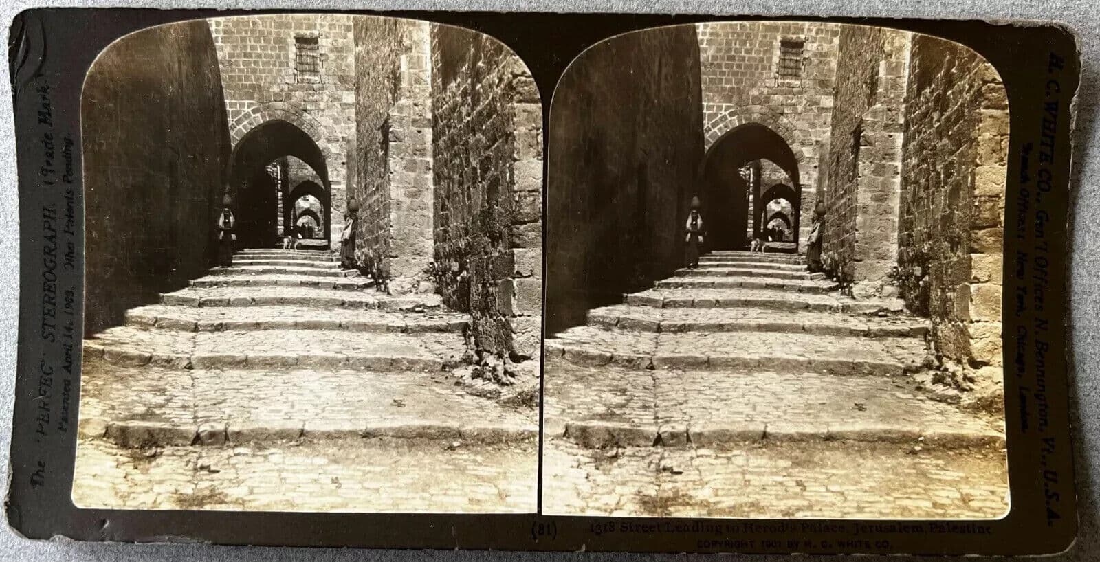 Stereoview Albumen vintage Street, Herod Palace, Jerusalem image 5