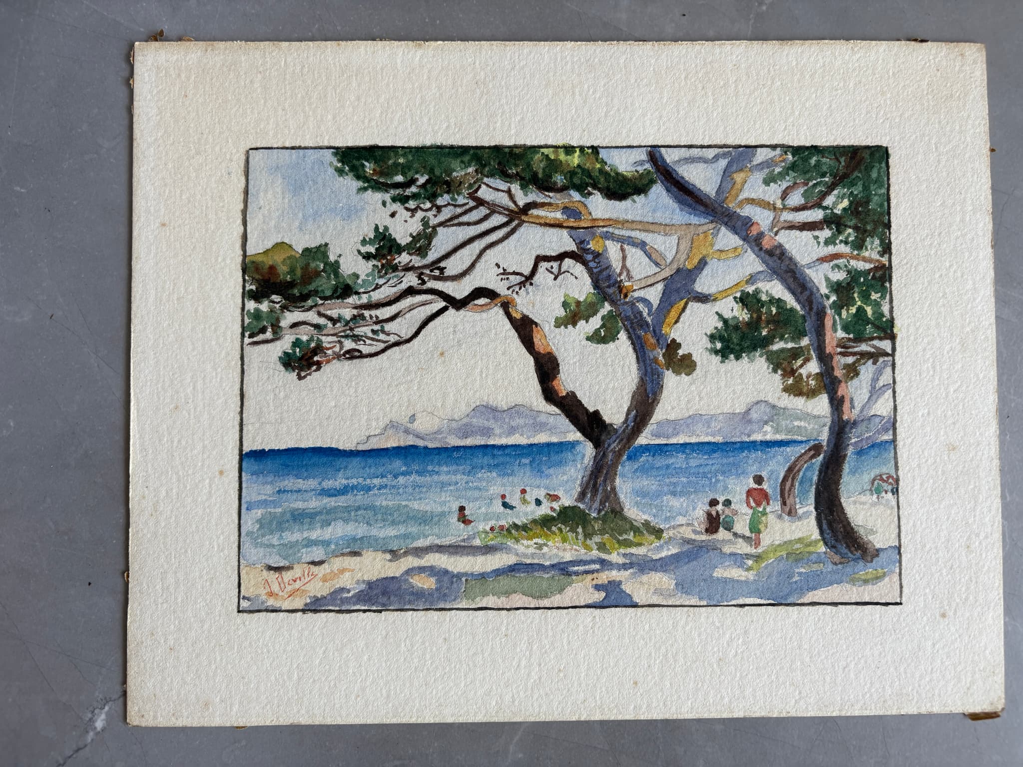 Antique Painting Original 20th century Maritime Landscape signed, Seascape image 3