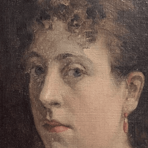 Antique Original Painting signed Nestor VARVERIS (1867-1954) Woman Portrait image 2