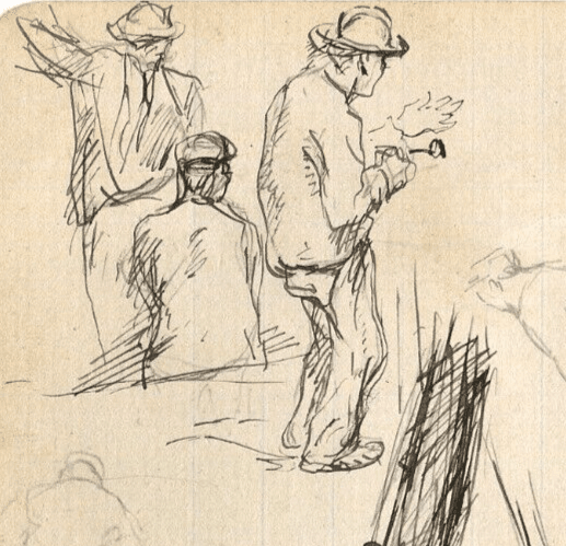 Vintage Drawing Original Maritime Sailors Figures, Boat, Sketches, Seascape image 5