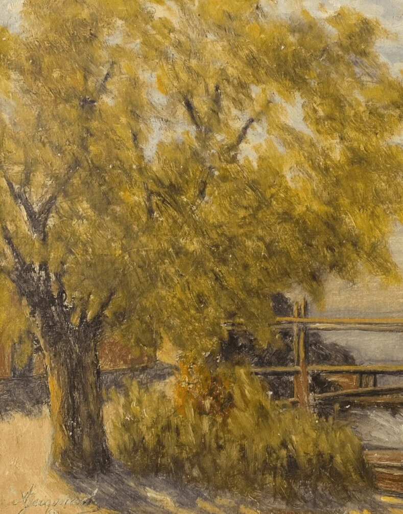Antique Oil Original Painting signed Bourasque on Leman Amphion Haute Savoie image 3