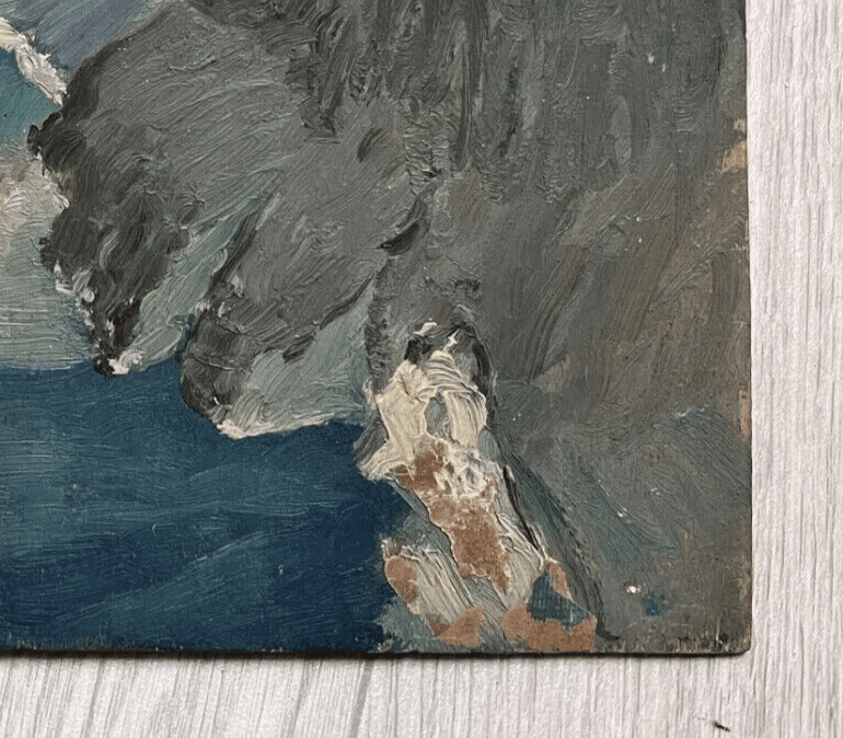 Antique Painting Original Mountain Landscape, Winter, Snow image 6