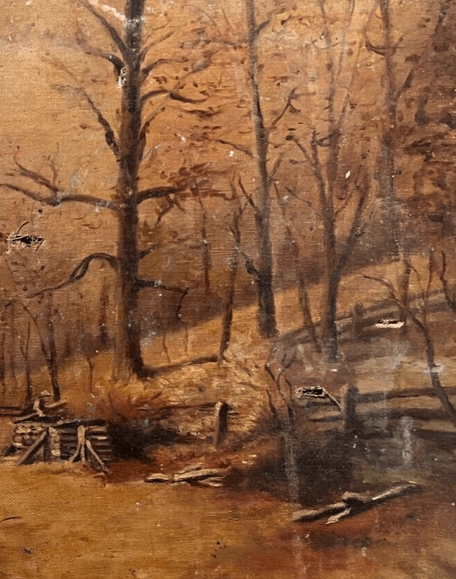 Antique Painting Oil on canvas 19th century Forest Landscape with Horse image 4