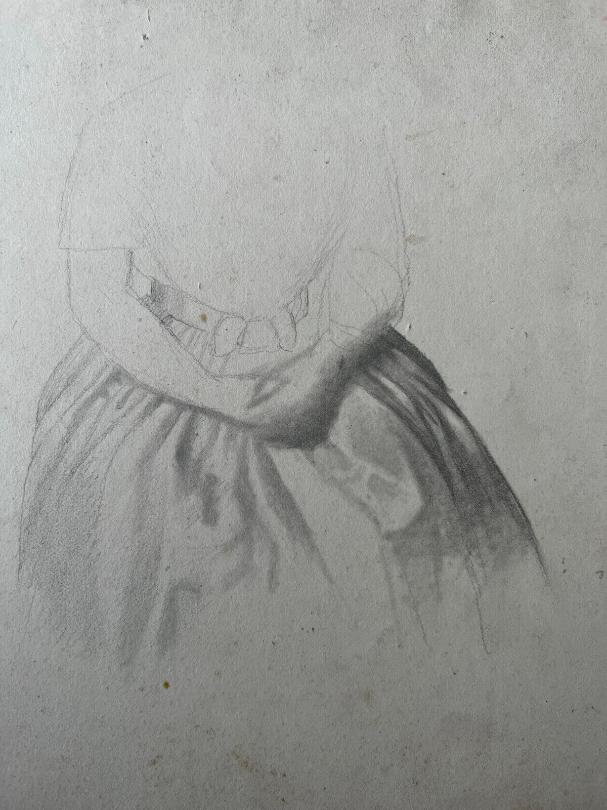 19th century Original Antique Pencil Drawing Woman Sitting Sketch Portrait image 1