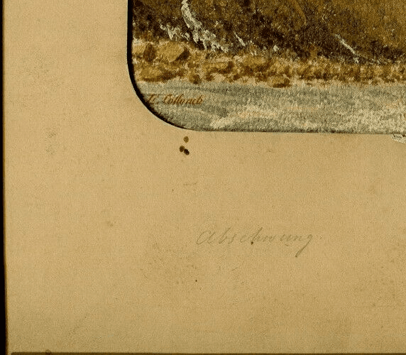 Antique Drawing Landscape 19 century Finsteraar Glacier Mountain Original signed image 5