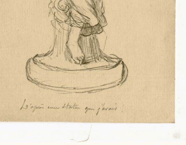 Antique Drawing Original Woman Statue Portrait image 6