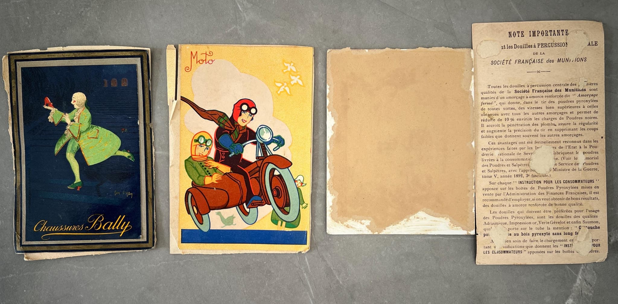 Set of 4 Vintage French Cards - Sports, Childhood, and Hunting Scenes image 2