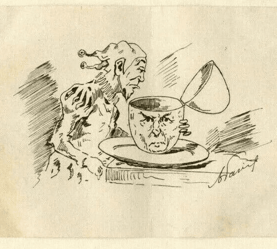 Antique Ink Drawing 19th century - Joker Caricature, Vintage Caricature Art image 1