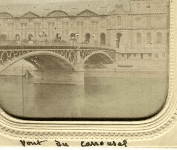 Vintage Stereoview Day/Night - Carrousel Bridge, Paris illuminé Albumen c. 1870 image 3