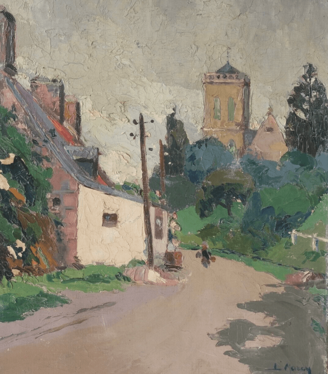 Antique Original Painting Cityview, St Jean de Chamat 1901 signed French image 1
