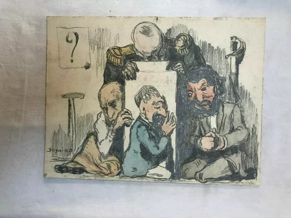 Vintage Drawing Original Pencil Caricature Men Portraits image 5