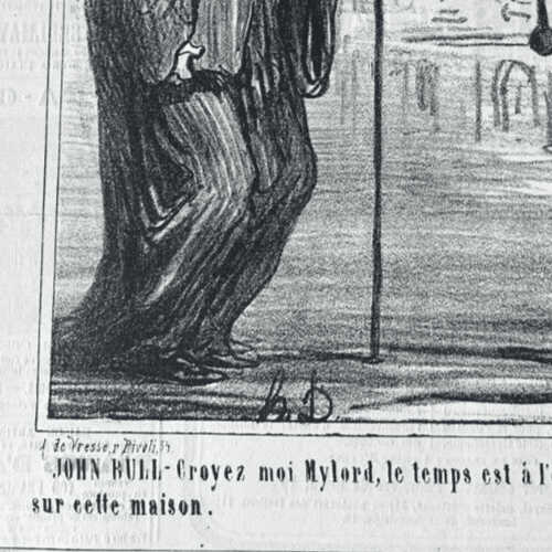 Antique Print 19th century Caricature, Daumier, John Rull , Paratonerre 1868 image 4