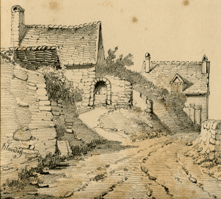 Antique Drawing signed Armand BLANDIN Landscape Vouvray, Bonne Dame 1866 image 1