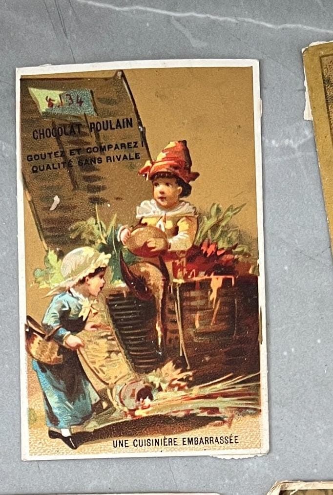 Set of 6 Vintage Chocolat Poulain Trade Cards - Charming French Ephemera image 3