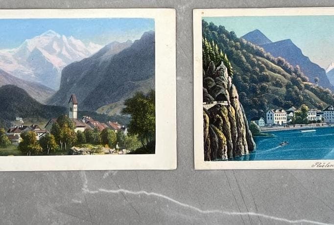 Set of 6 Antique Swiss Landscape Prints - Alpine Scenery, Waterfalls, and image 7