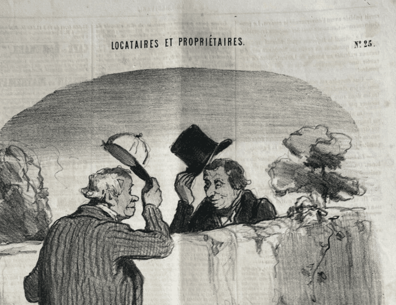 Antique Print 19th century Daumier, Locataires et Proprietaires, Deux Voisins image 6