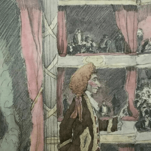 Vintage Drawing Original Opera Singer, Man in a Theater Artwork image 2