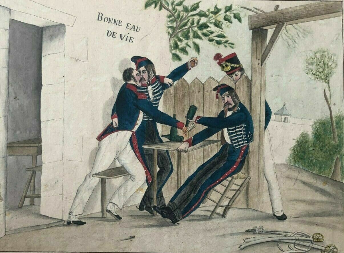 Drawing War Military Figures drinking Alcohol image 1