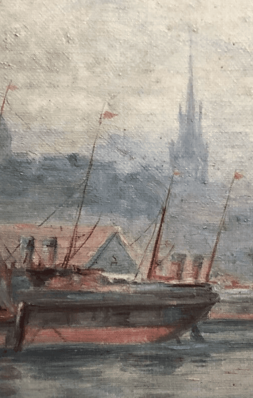 Antique Original Painting Seaview, Seascape, Tamise Saint-Paul London 19th image 3