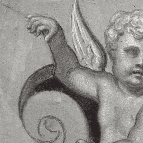 Original Original Antique Pencil 18th century Drawing Nude Angel image 3