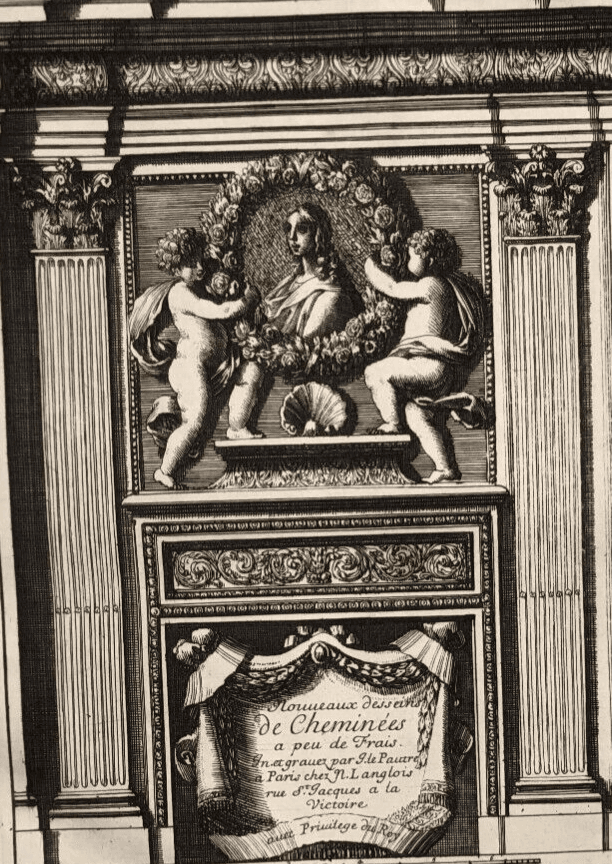 Antique Original Etching Jean LEPAUTRE (1618-1682) Fireplace, Architecture x7