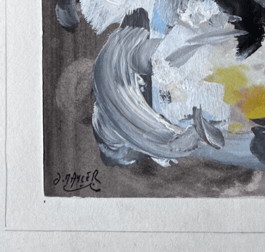 Antique Original Drawing Jean MAHLER Abstraction, Flowers, Bouquet image 3