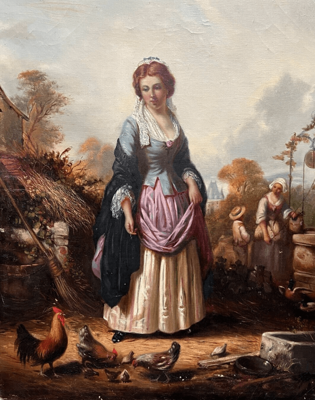 Antique Painting Original Portrait, Woman, Farmer 19th century Durand-Ruel image 1
