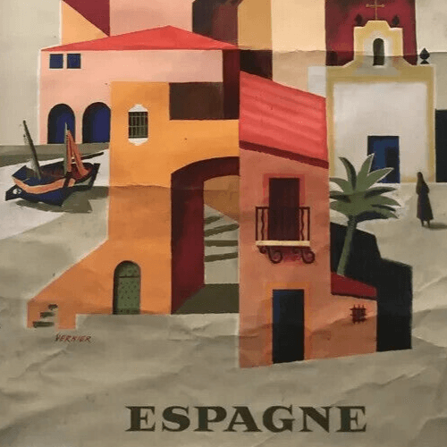 Vintage Poster Air France Poster, Spain, 1960 By François VERNIER Original image 7