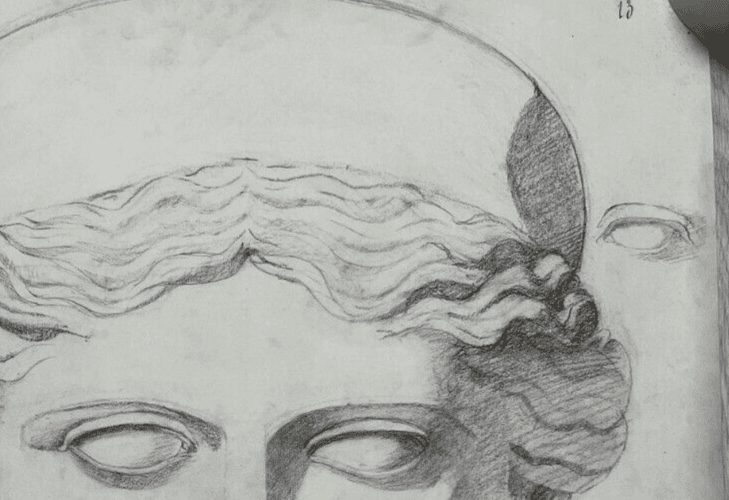 Antique Original Drawing Man, Portrait, Sculpture, Profil image 6