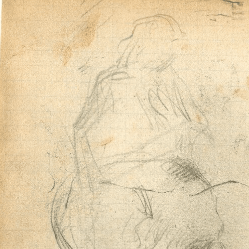 Vintage Pencil Original Drawing signed Man with Moustache Portrait image 4