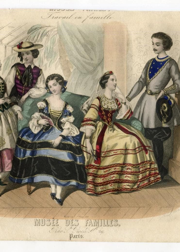 19th-Century French Fashion Illustration - Musée des Familles, model antique image 6