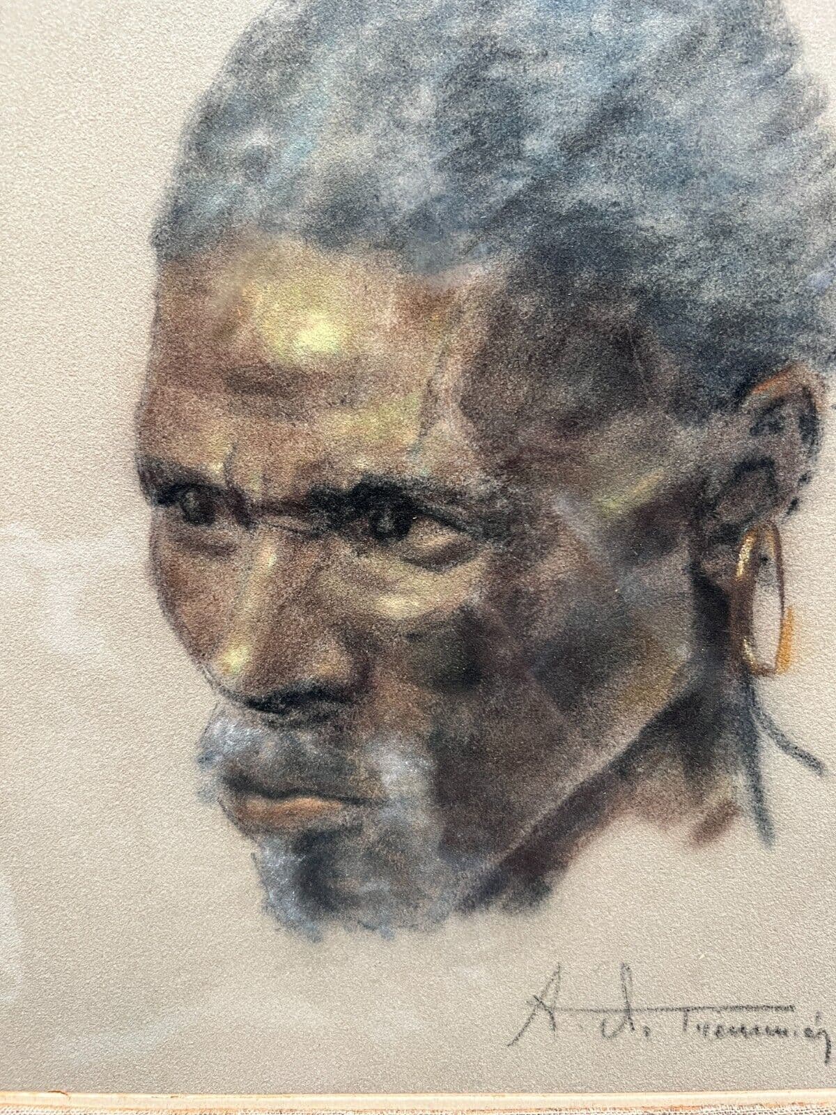 Antique Painting Original Man, Portrait, Africa signed image 3
