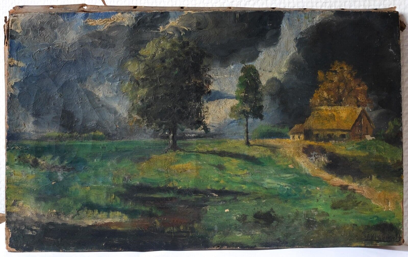 Painting Landscape, Trees, House image 1