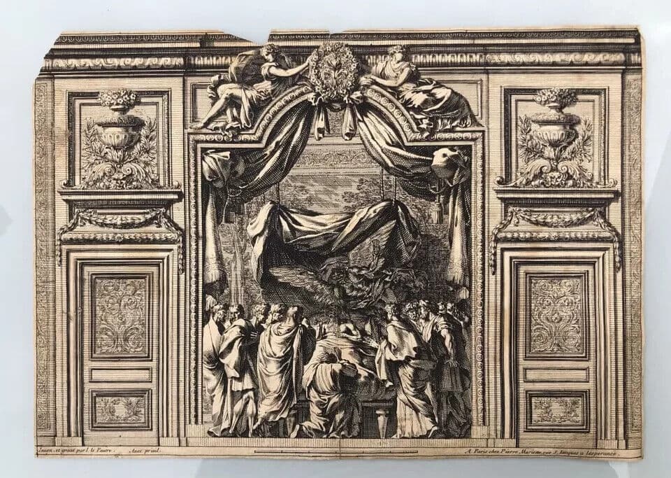 Antique Jean Le Pautre (1618–1682) Religious Scene People Architecture Etching image 6