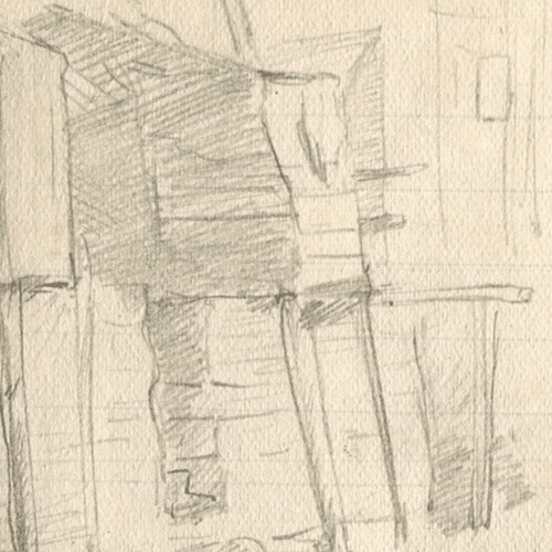 Vintage Pencil Drawing House, Building, Architecture, Cityvie Sketches Original image 5
