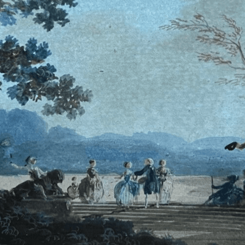 Antique Drawing Original People, Horse, Landscape, Architecture image 3