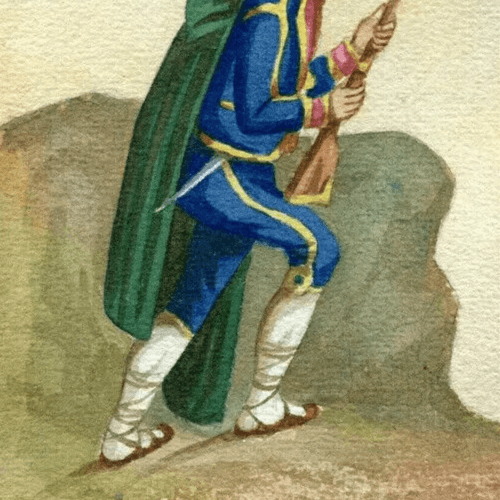 Antique Drawing 19th century Original Italian Hunter, Chasseur Alpin image 3