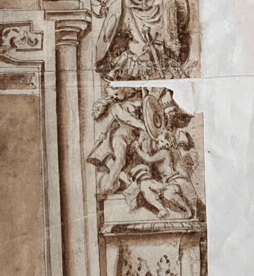 Original Antique Drawing Architecture, Sculpture, Art, Doors 18th century image 4
