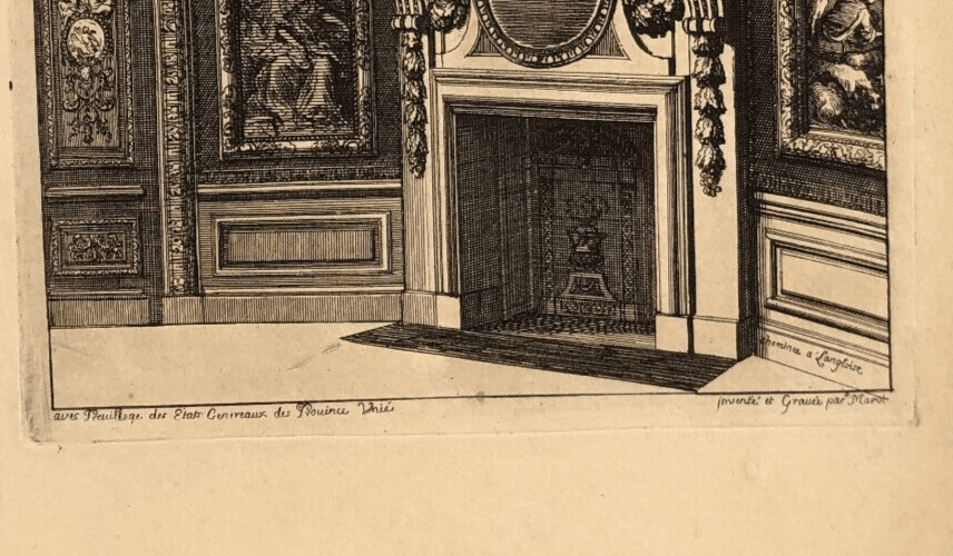 Antique Original Etching Jean MAROT Mariette, Fireplace, Architecture  x7 image 9