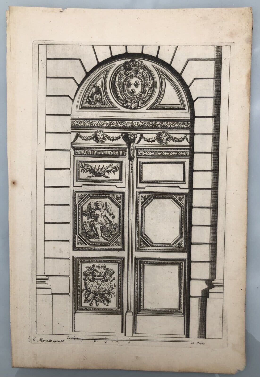 Antique Original Etching Jean LEPAUTRE (1618-1682) Doors, Architecture x5 image 2