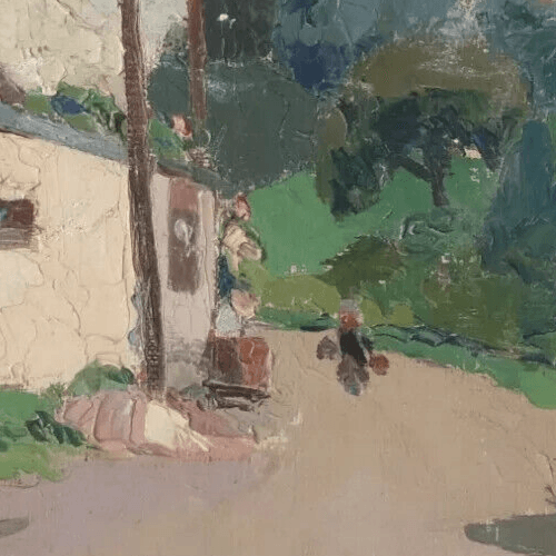 Antique Original Painting Cityview, St Jean de Chamat 1901 signed French image 2