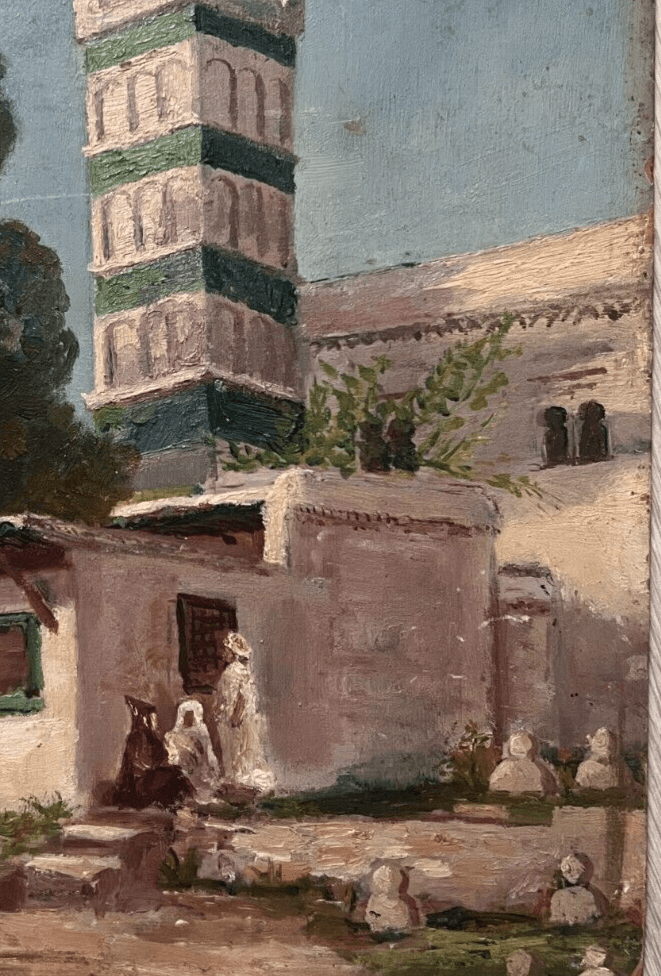 Antique Oil Painting Original Landscape, Mosque Sid Abdel Rahman, Alger image 6