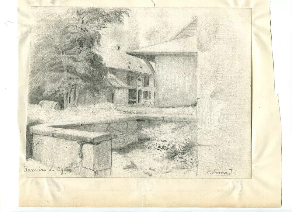 Vintage Pencil Drawings Houses, Trees, Buildings, Landscape x2 image 6